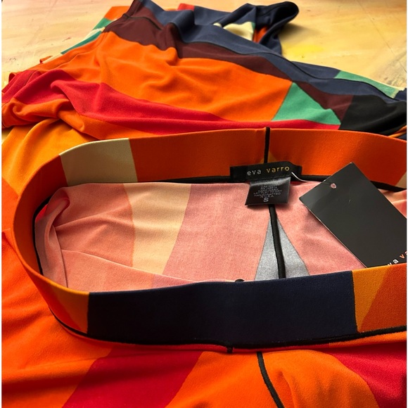 Eva Varro Knit Jersey Abstract Print Elastic Waist Wide Leg Pull-On Pants - Picture 12 of 14